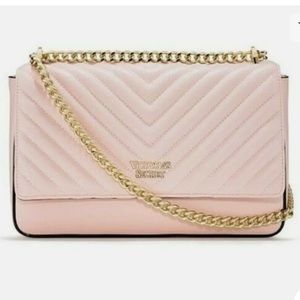 Victoria's Secret Sharp Pebbled V-Quilt Pink Shoulder Bag